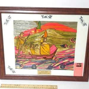 Folk Art Mexican " Popotillo" Lityle Straw Painting